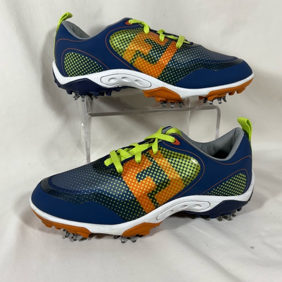 Footjoy FreeStyle Blue/Orange/Yellow Junior Golf Shoes Size 3M - Picture 1 of 12